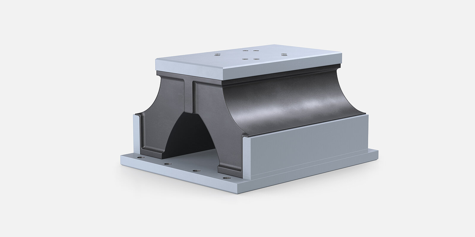 La serie HD è una serie di supporti industriali rettangolari in metallo e gomma con superficie superiore piatta, lati bombati e base stabile, progettati per macchinari o strutture pesanti.